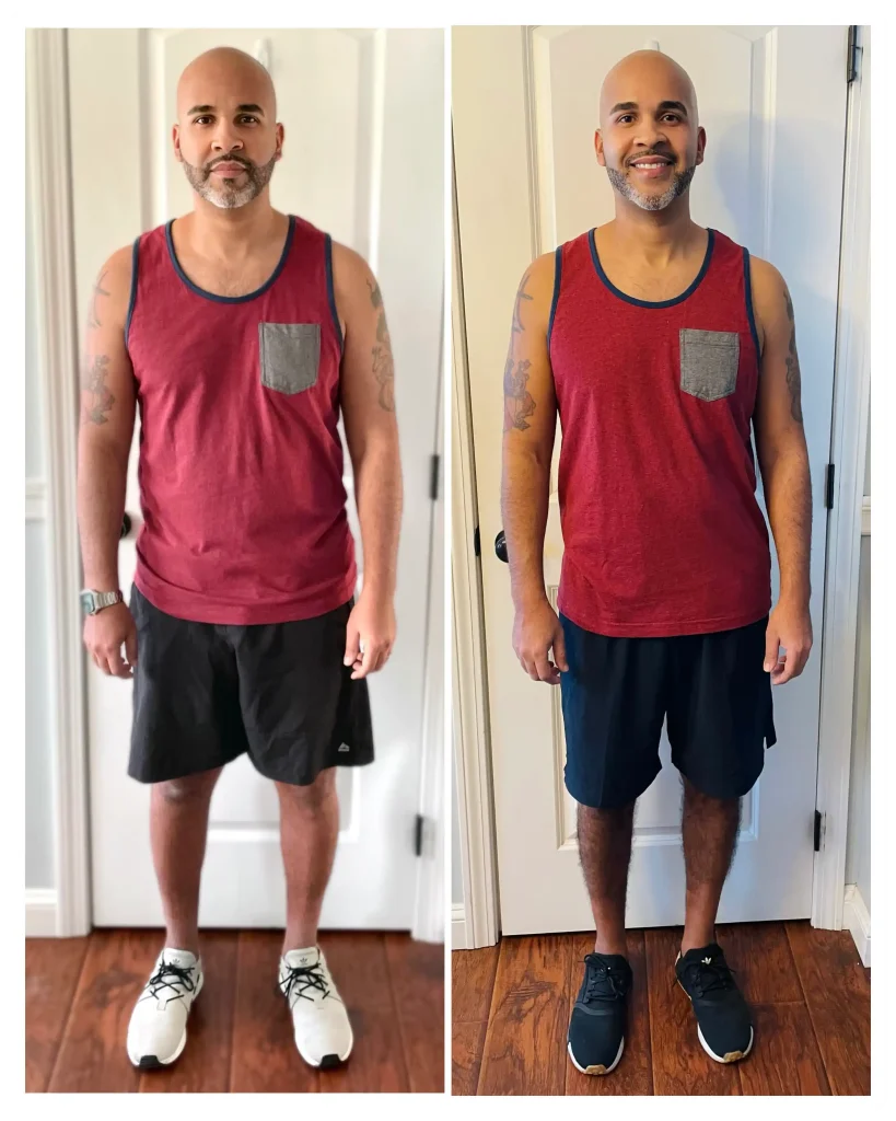 Jonathan before & after weight loss front view