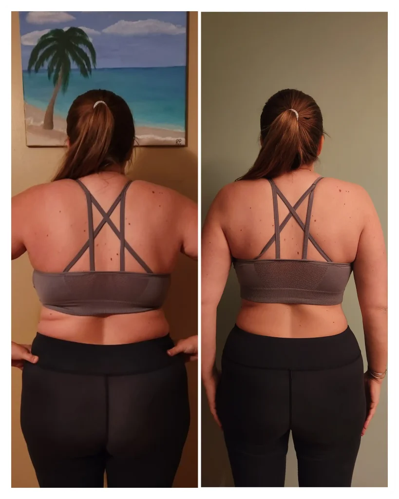 Barbara before and after weight loss back view