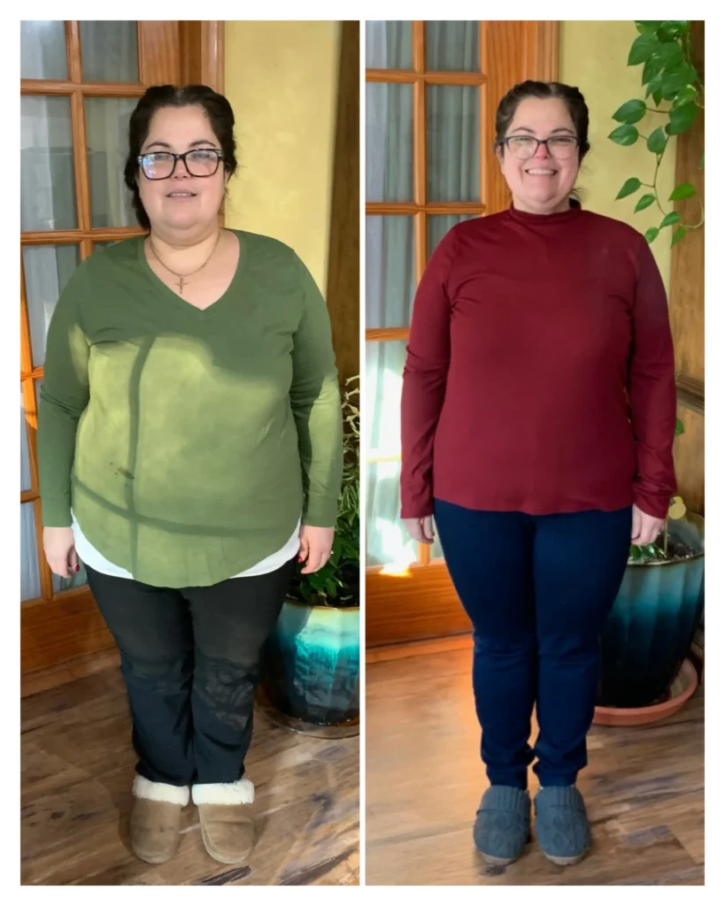 Damaris before and after weight loss - front view