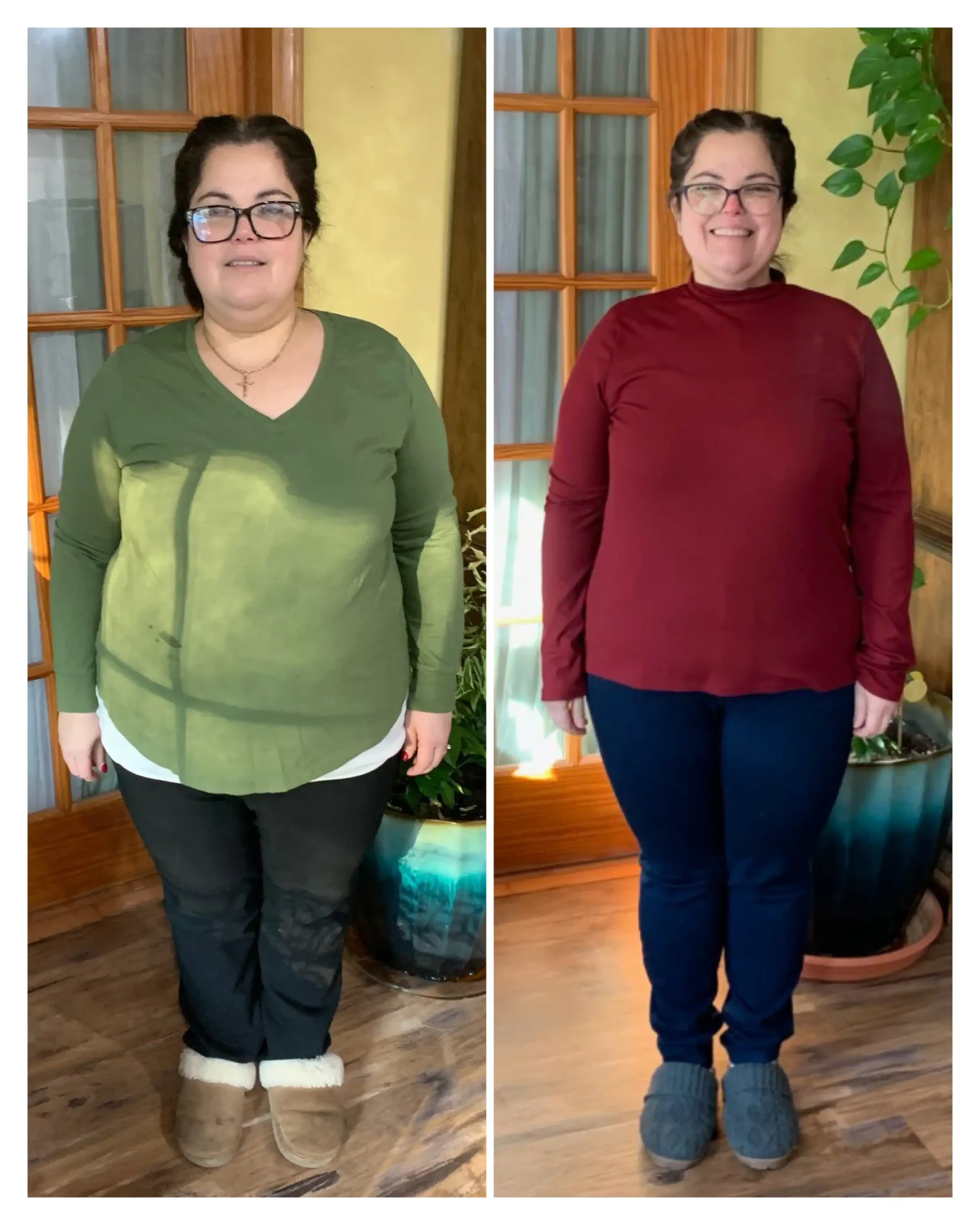 Damaris before and after weight loss - front view