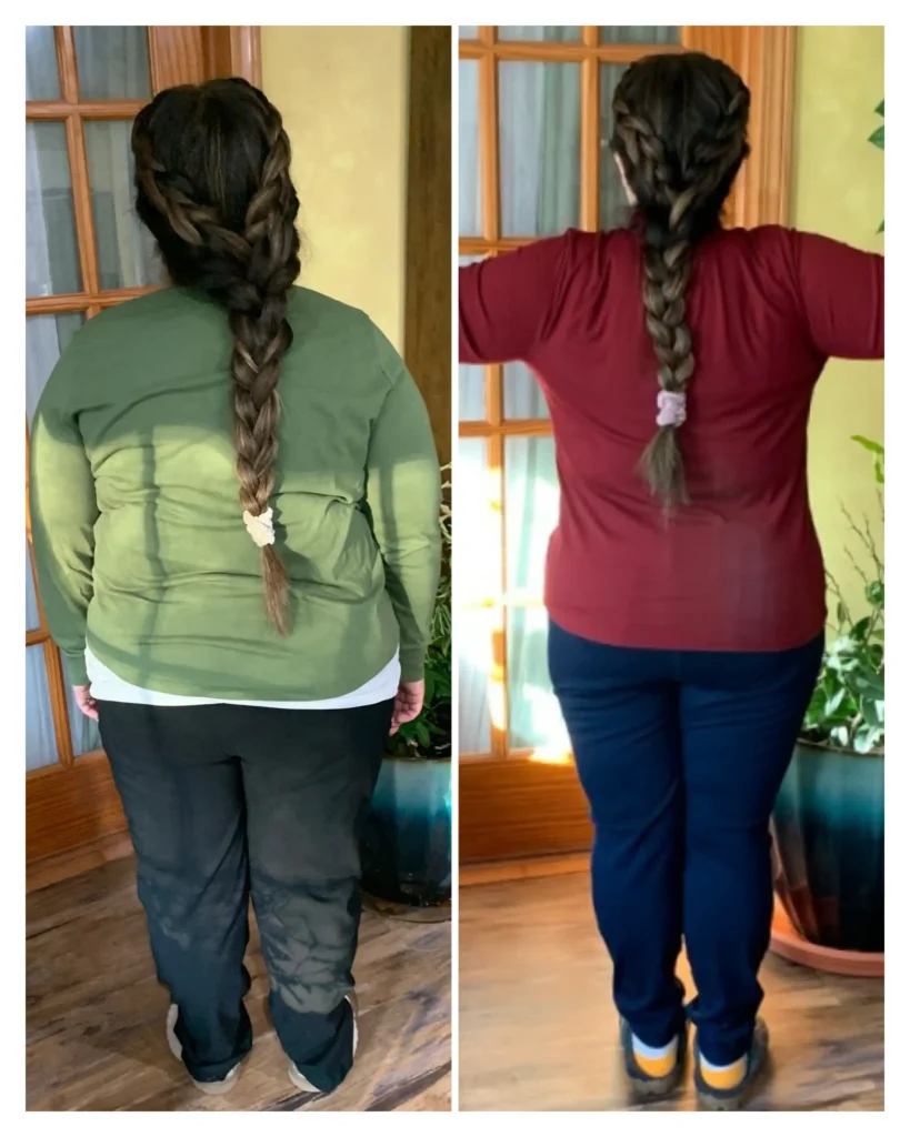 Damaris before and after weight loss - back view