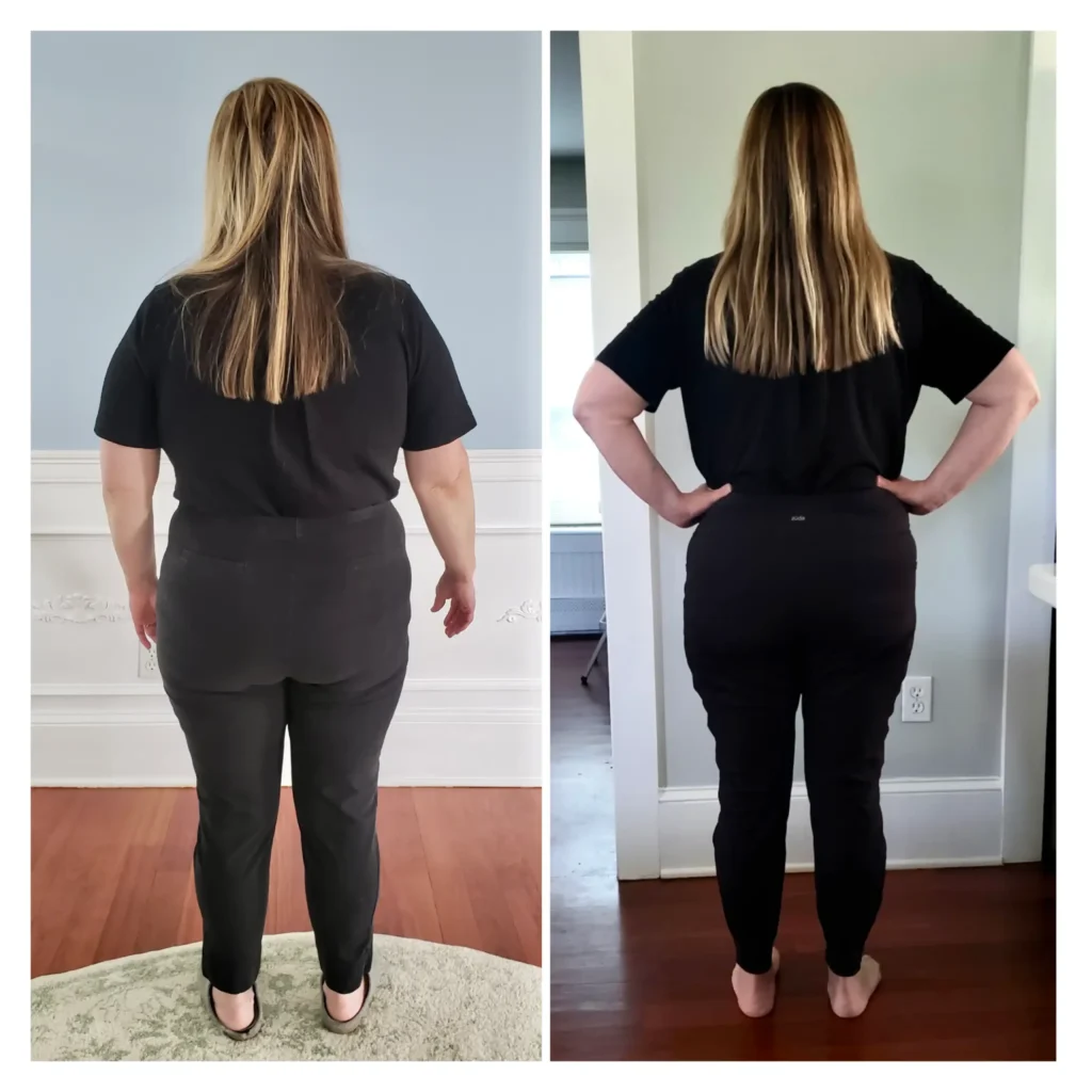 Donna O before and after weight loss back view