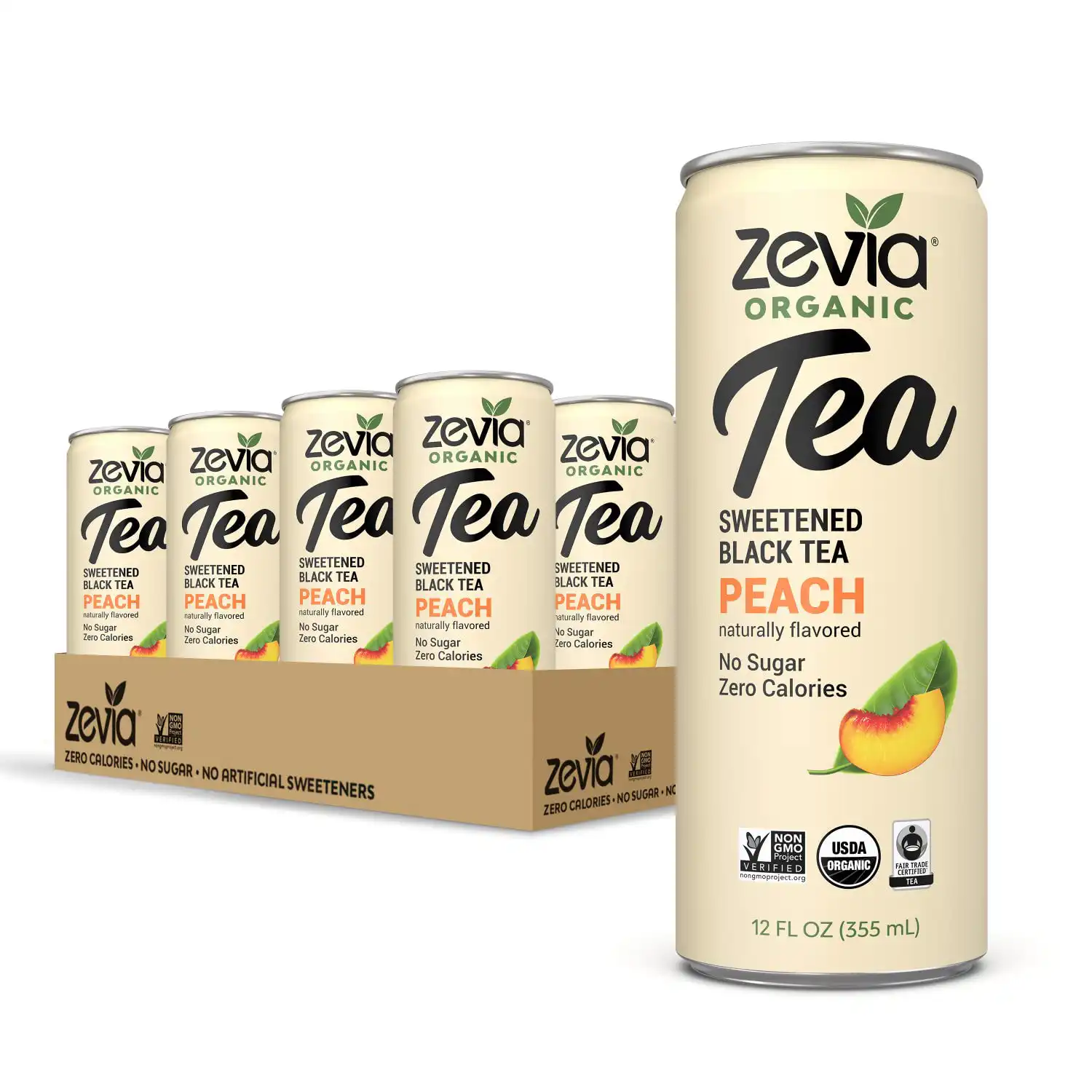 Zevia Organic Sugar Free Iced Tea, Black Tea Peach