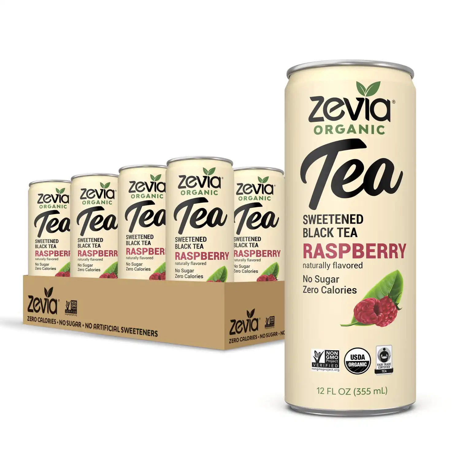 Zevia Organic Sugar Free Iced Tea, Black Tea Raspberry