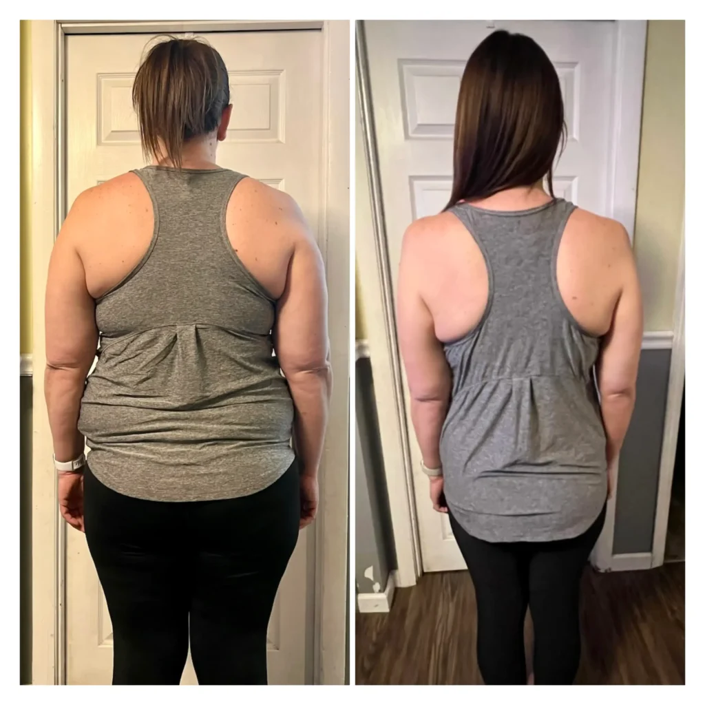 Julie before and after weight loss back view
