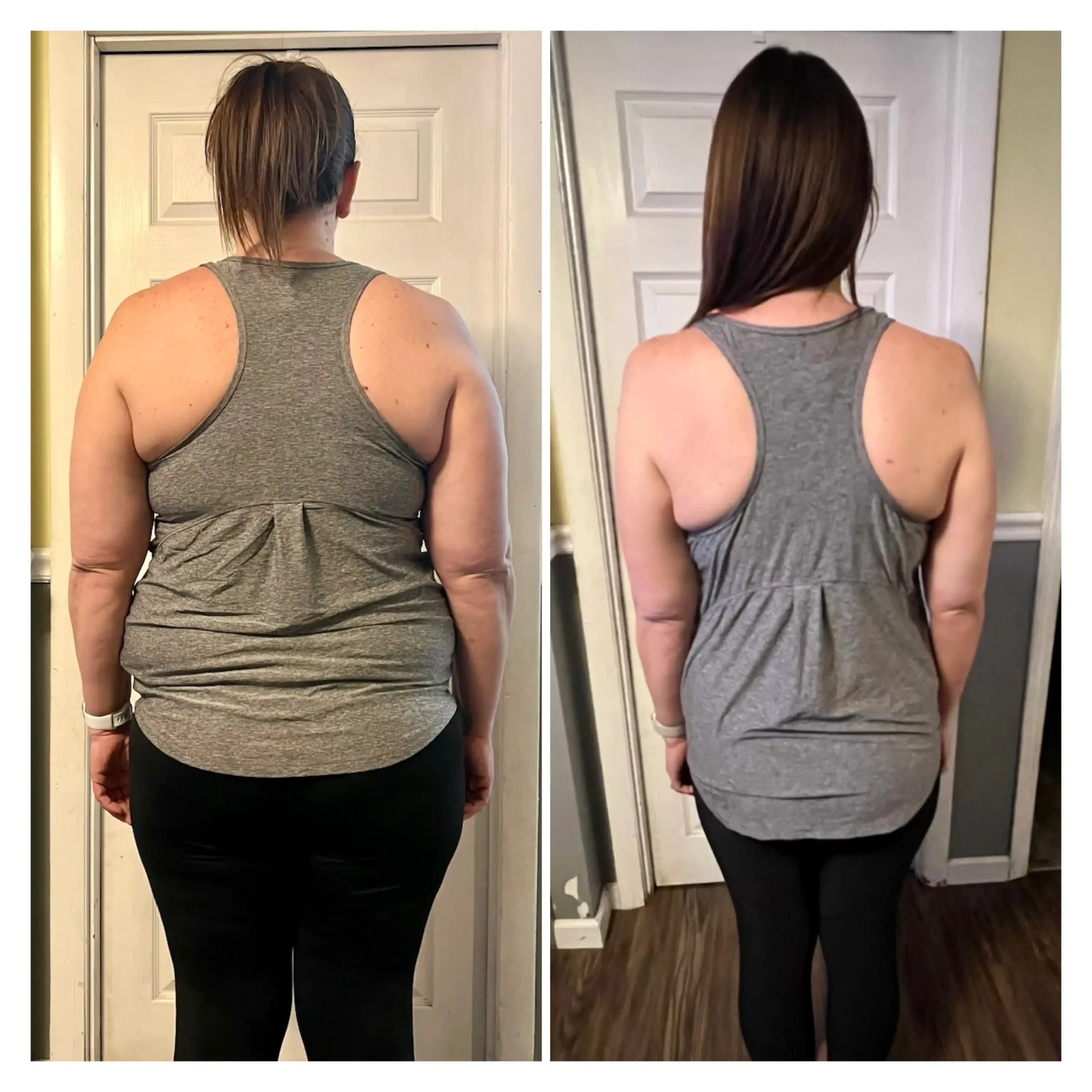 Julie before and after weight loss back view