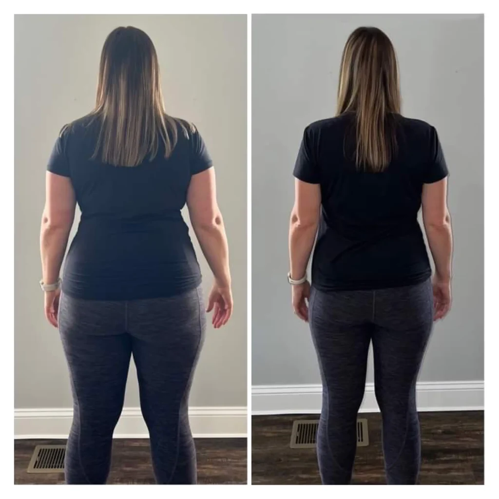 Julie before and after weight loss back view