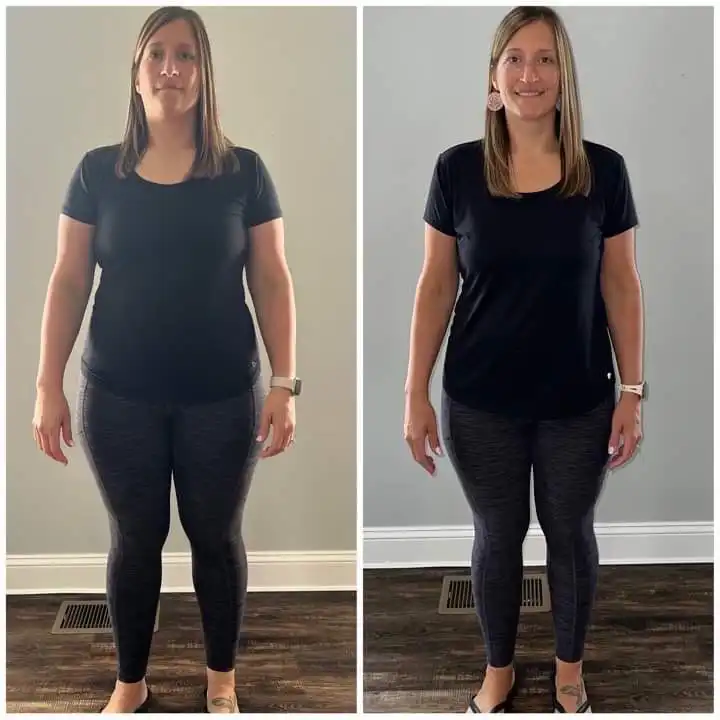 Julie before and after weight loss front view