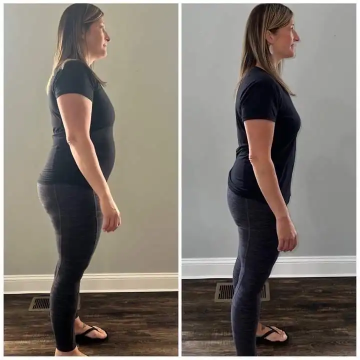 Julie before and after weight loss side view