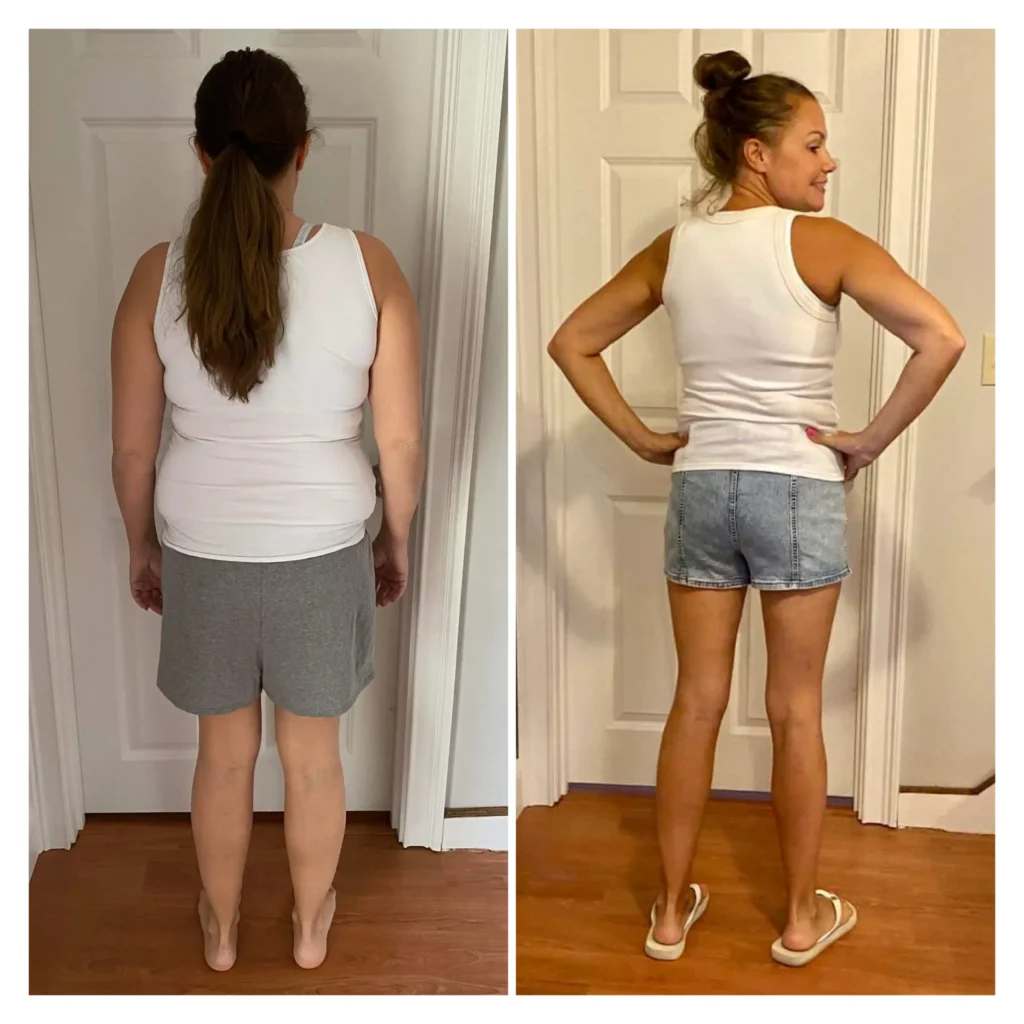 Amy before and after weight loss back view