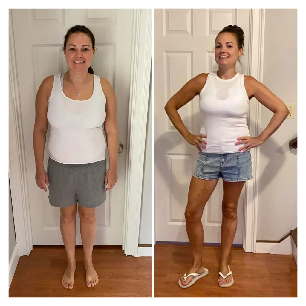 Amy before and after weight loss front view