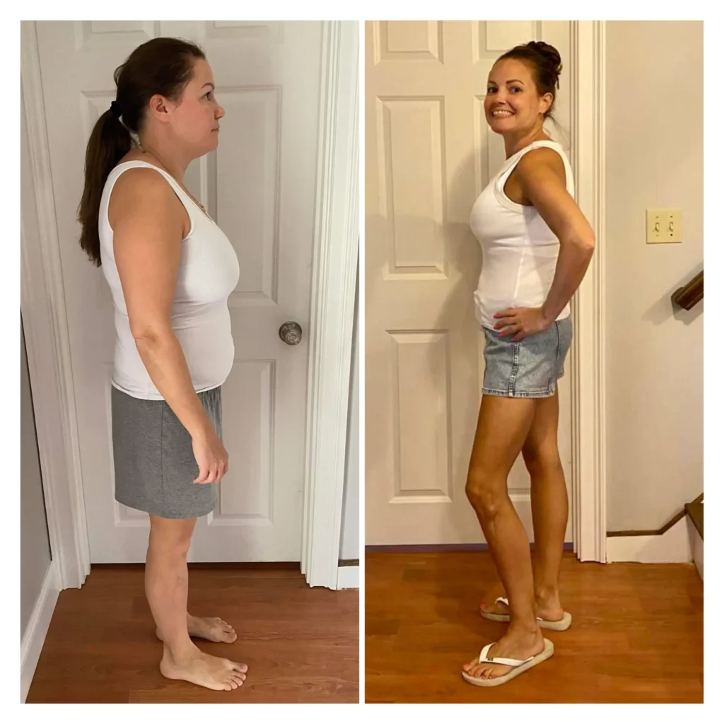 Amy before and after weight loss side view
