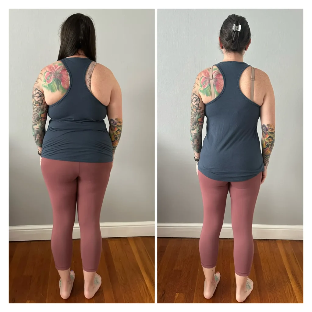 Amber before and after weight loss back view