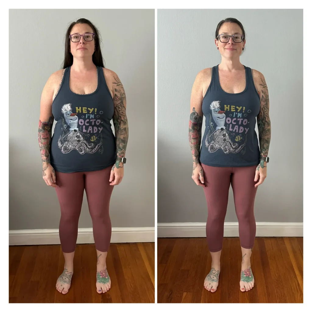 Amber before and after weight loss front view