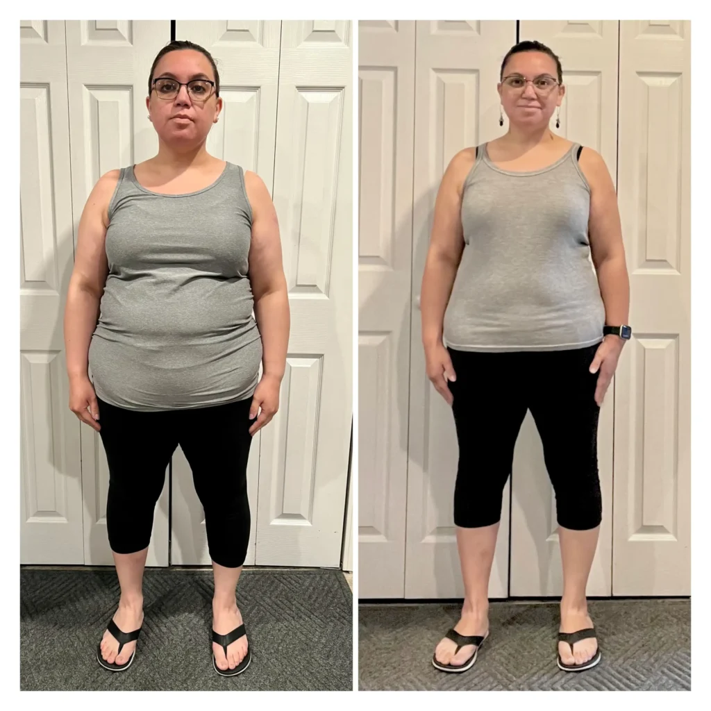 Tamara before and after weight loss front view