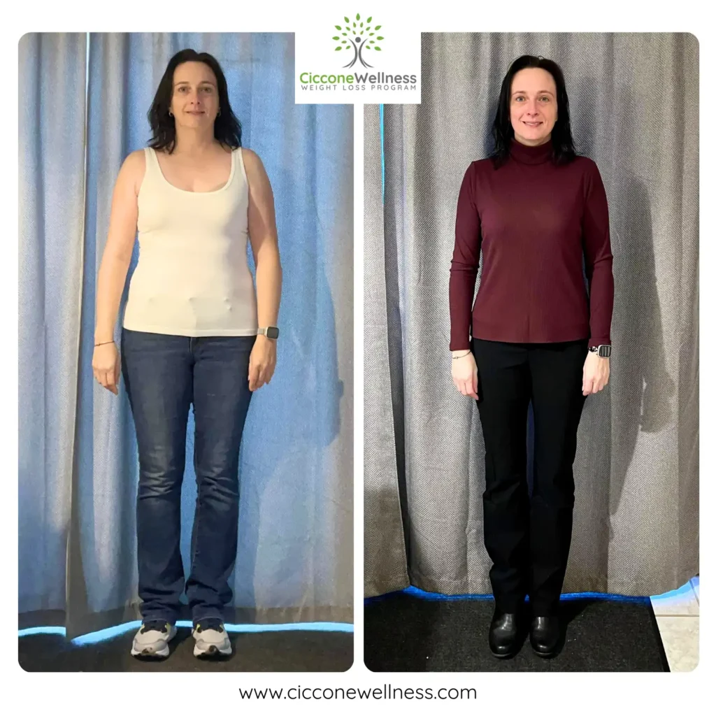 Renee before after weight loss front view