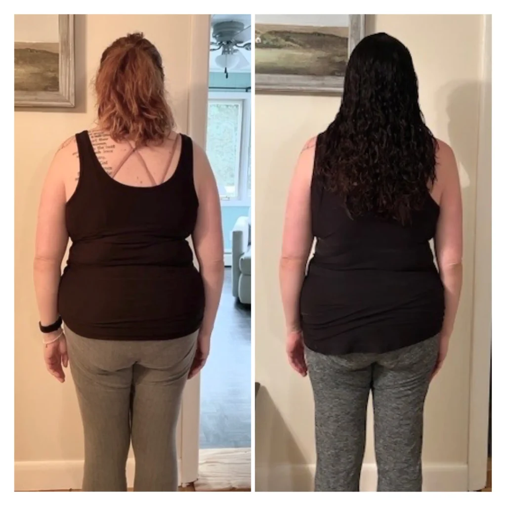 Trish before after weight loss back view