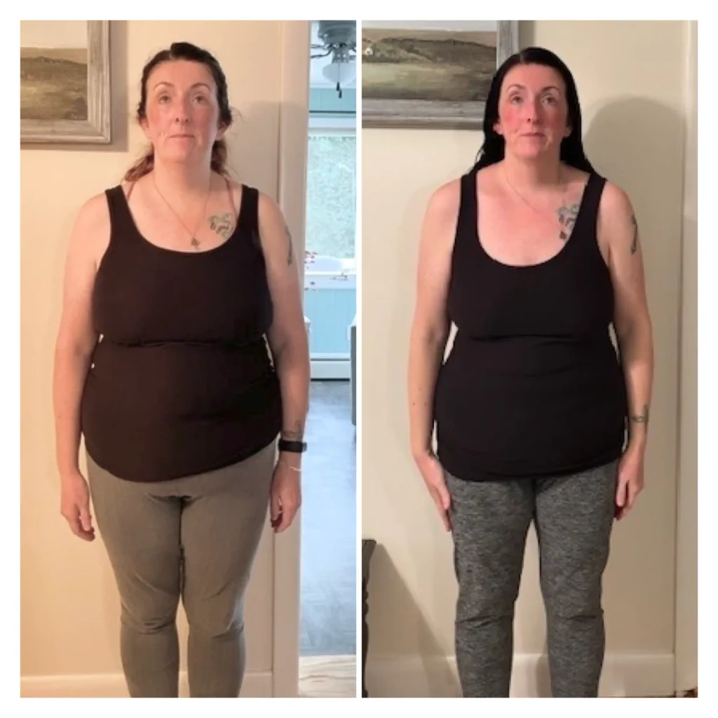 Trish before after weight loss front view