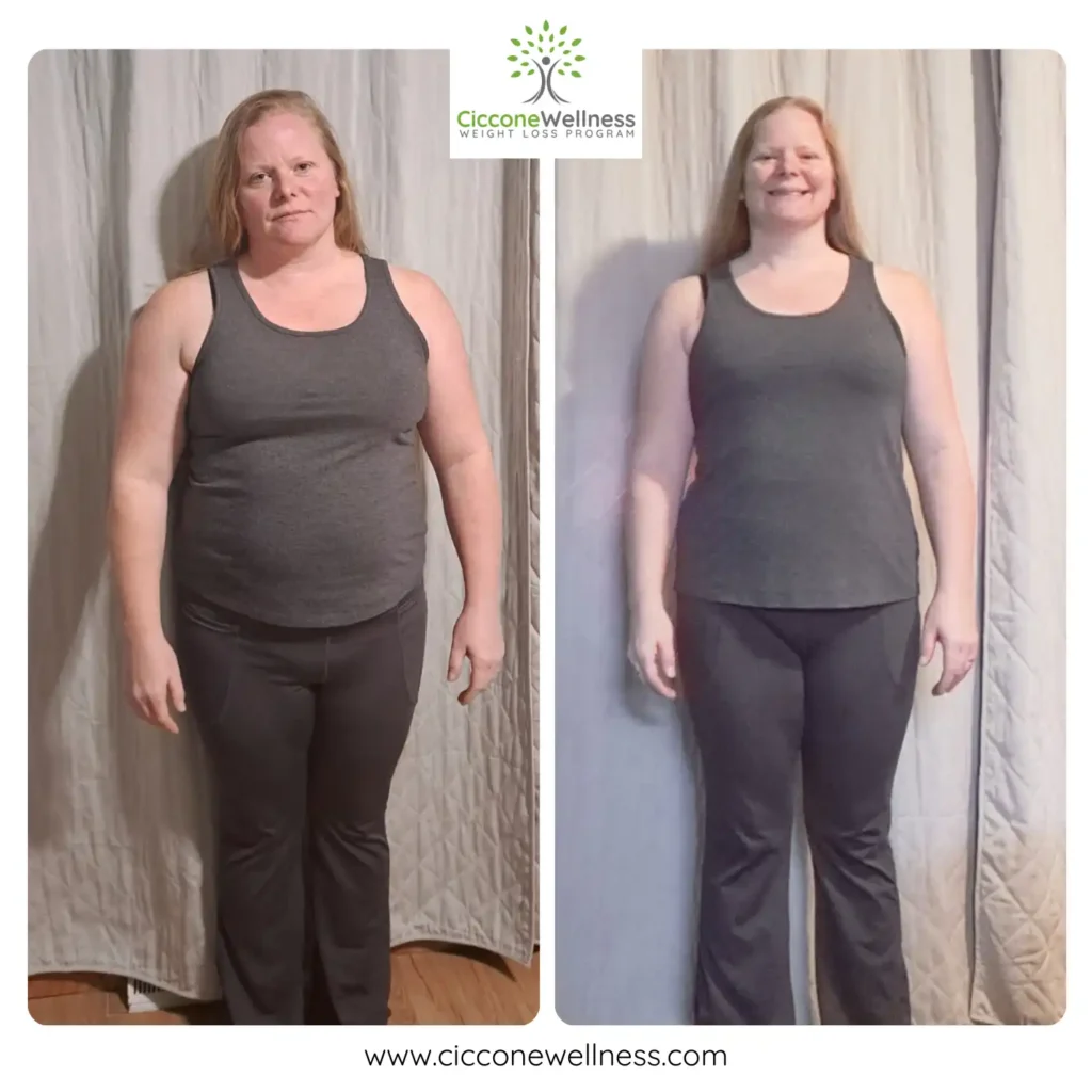 Amanda before and after weight loss front view