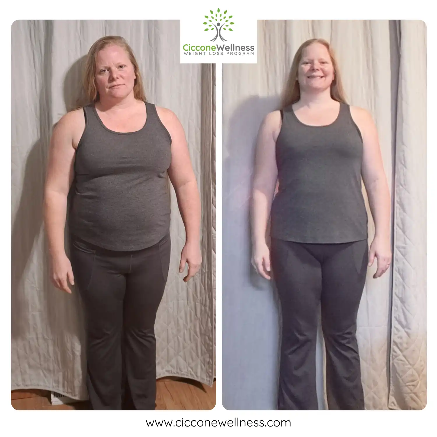 Amanda before and after weight loss front view