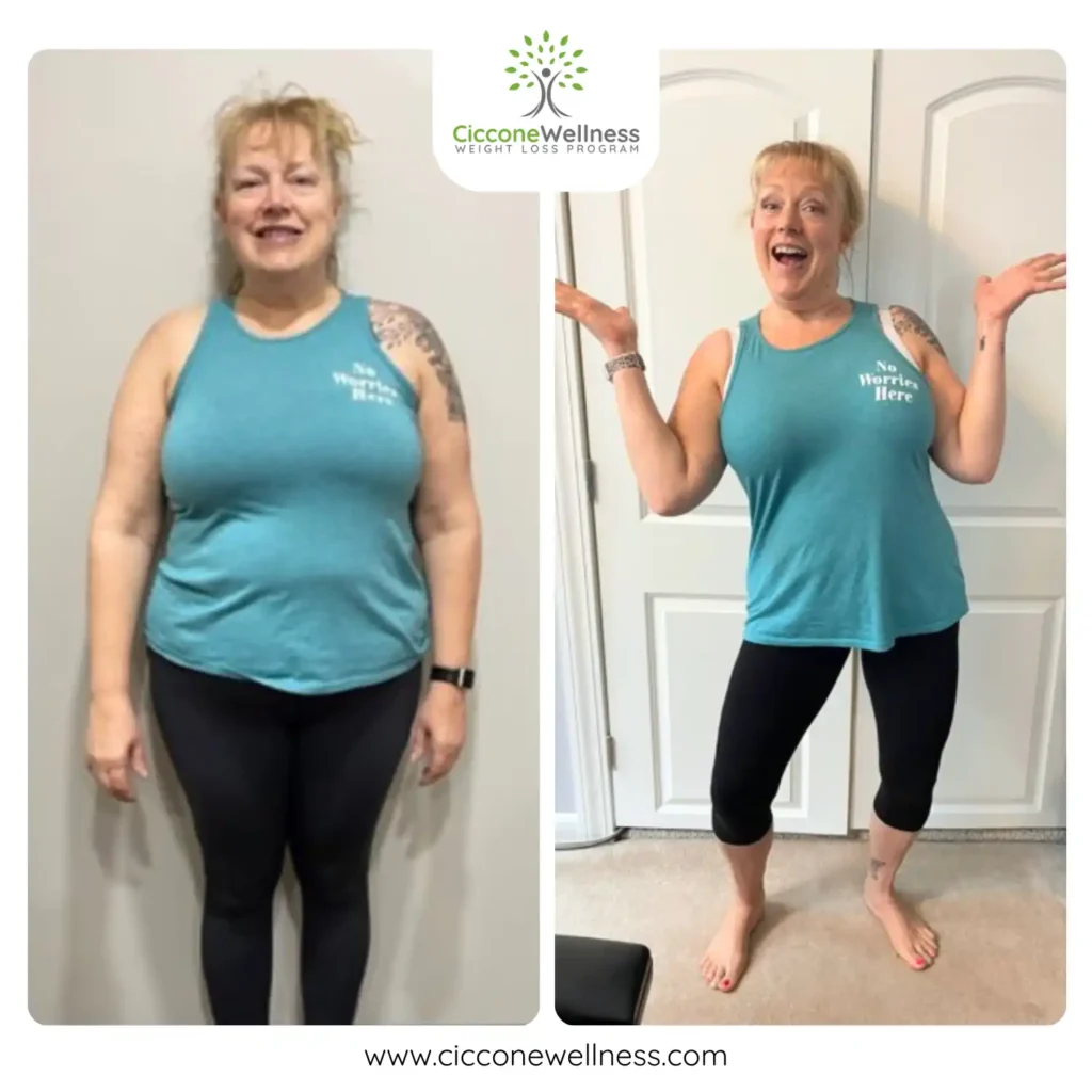 Amy before and after weight loss front view