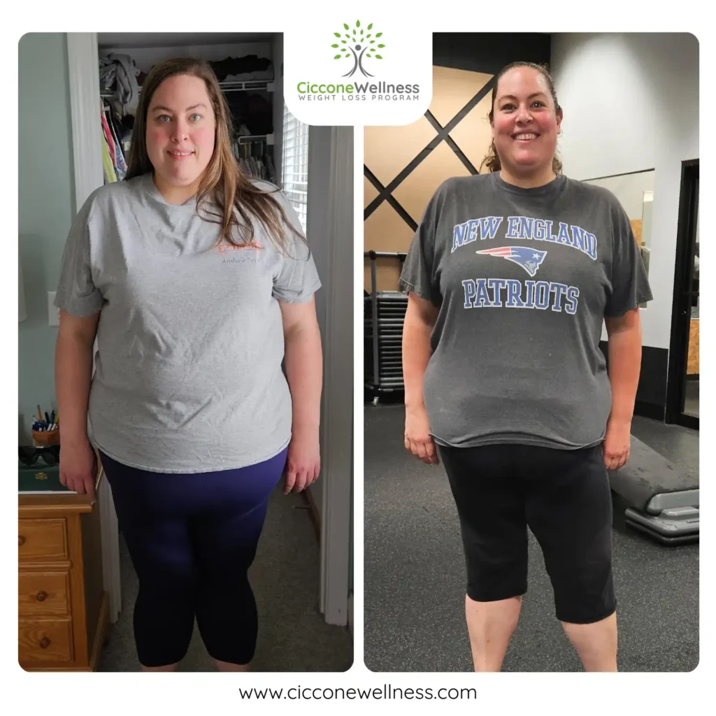 Jenn before and after weight loss front view