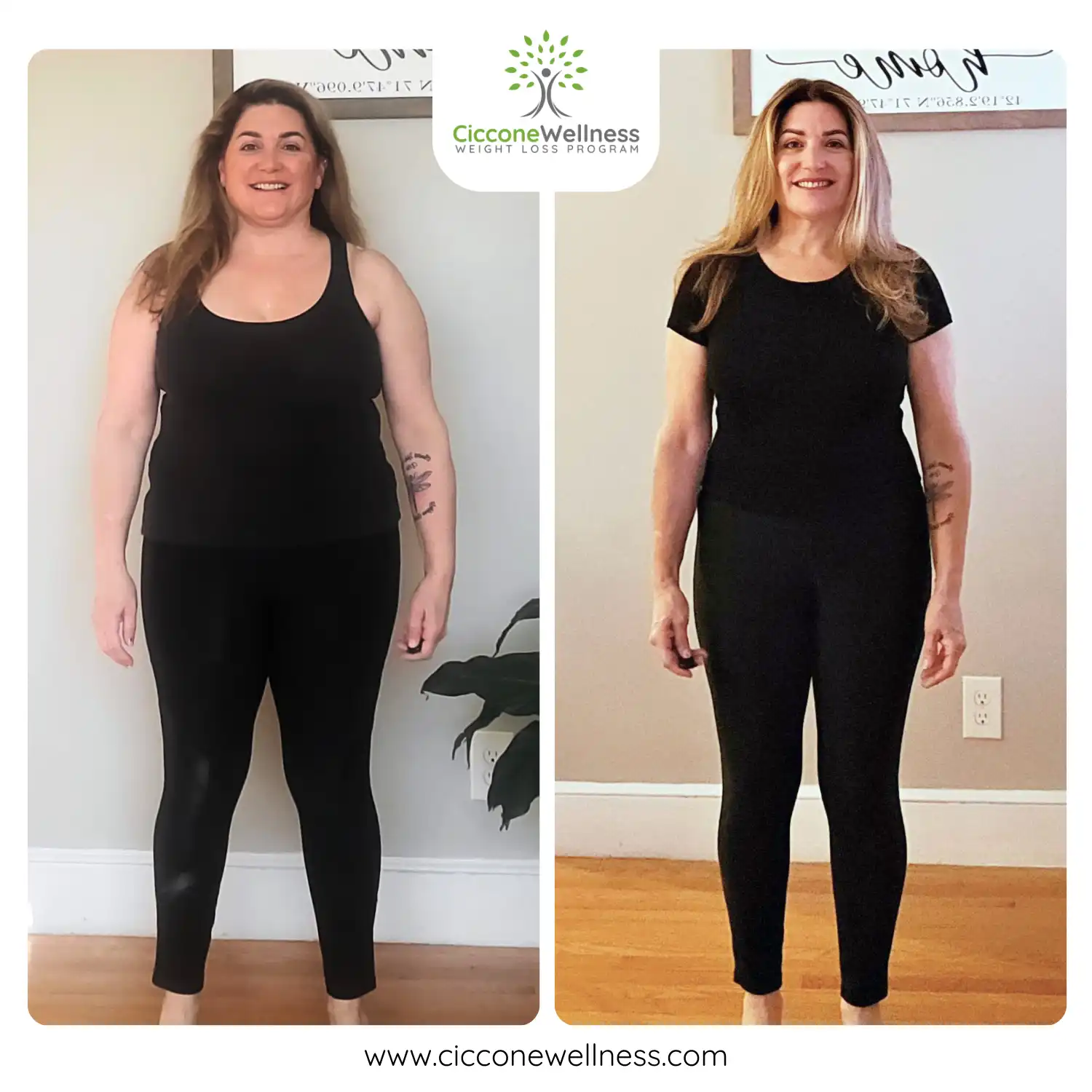 Andrea before and after weight loss front view