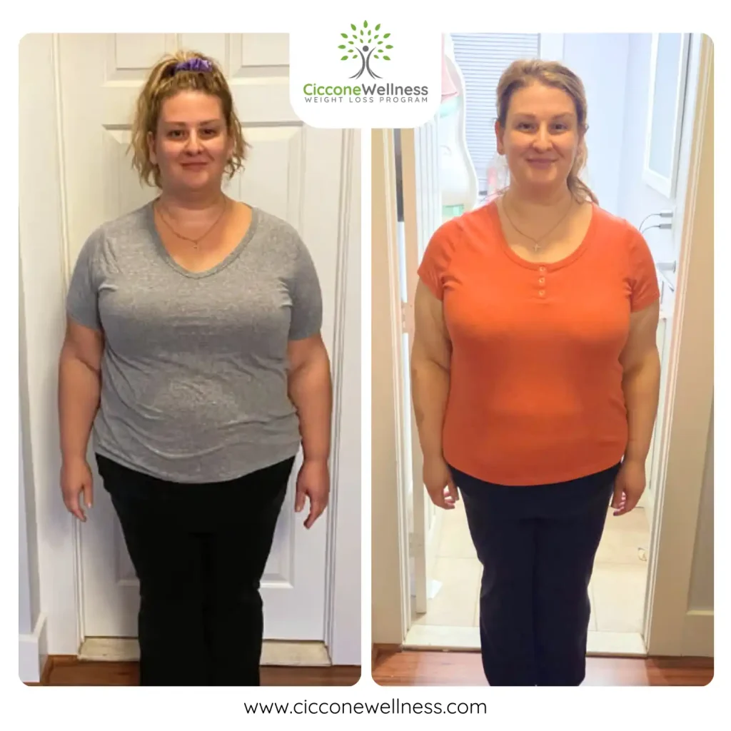 Christina S before & after weight loss front view