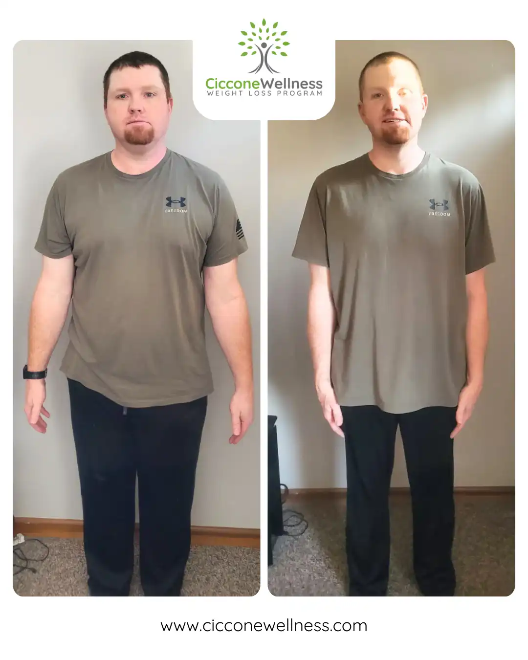 Charles before after weight loss front view